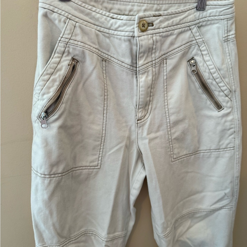 Free People Misty Road Wide Leg Cotton Pants in Ecru size 6 - Picture 3 of 8